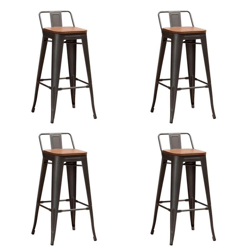 JAVIMATE - Pack 4 Pisos De Metal Tolix Asiento Madera