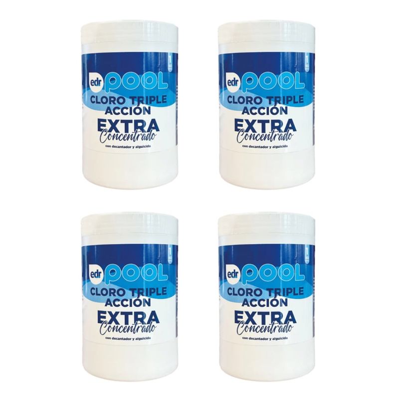 GENERICO - Pastilas Cloro Triple Accion Edr para Piscina Pack 4 Unidades 1kg