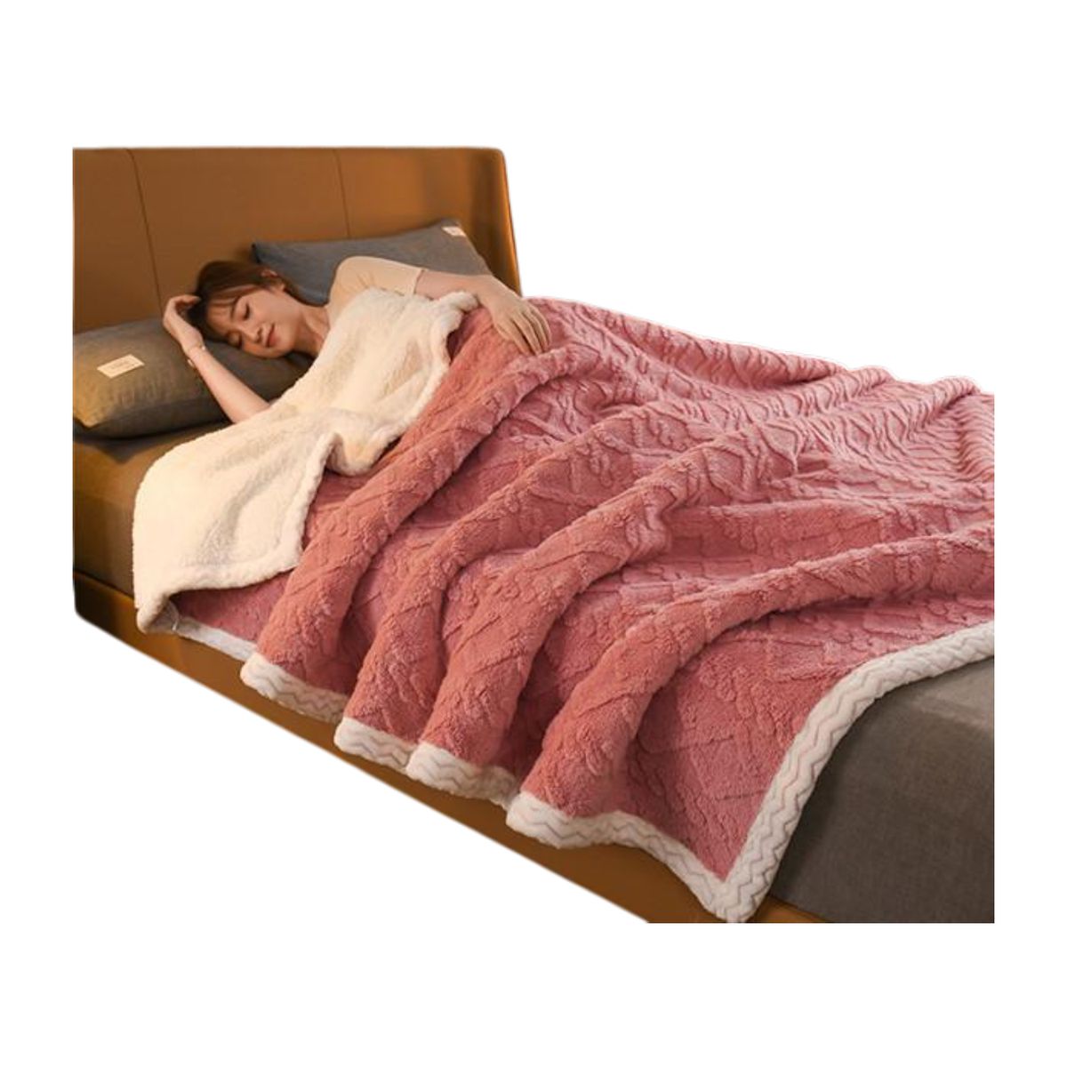 GENERICO - FRAZADA DE POLAR MANTA TERMICA 2 PLAZAS ROSADA