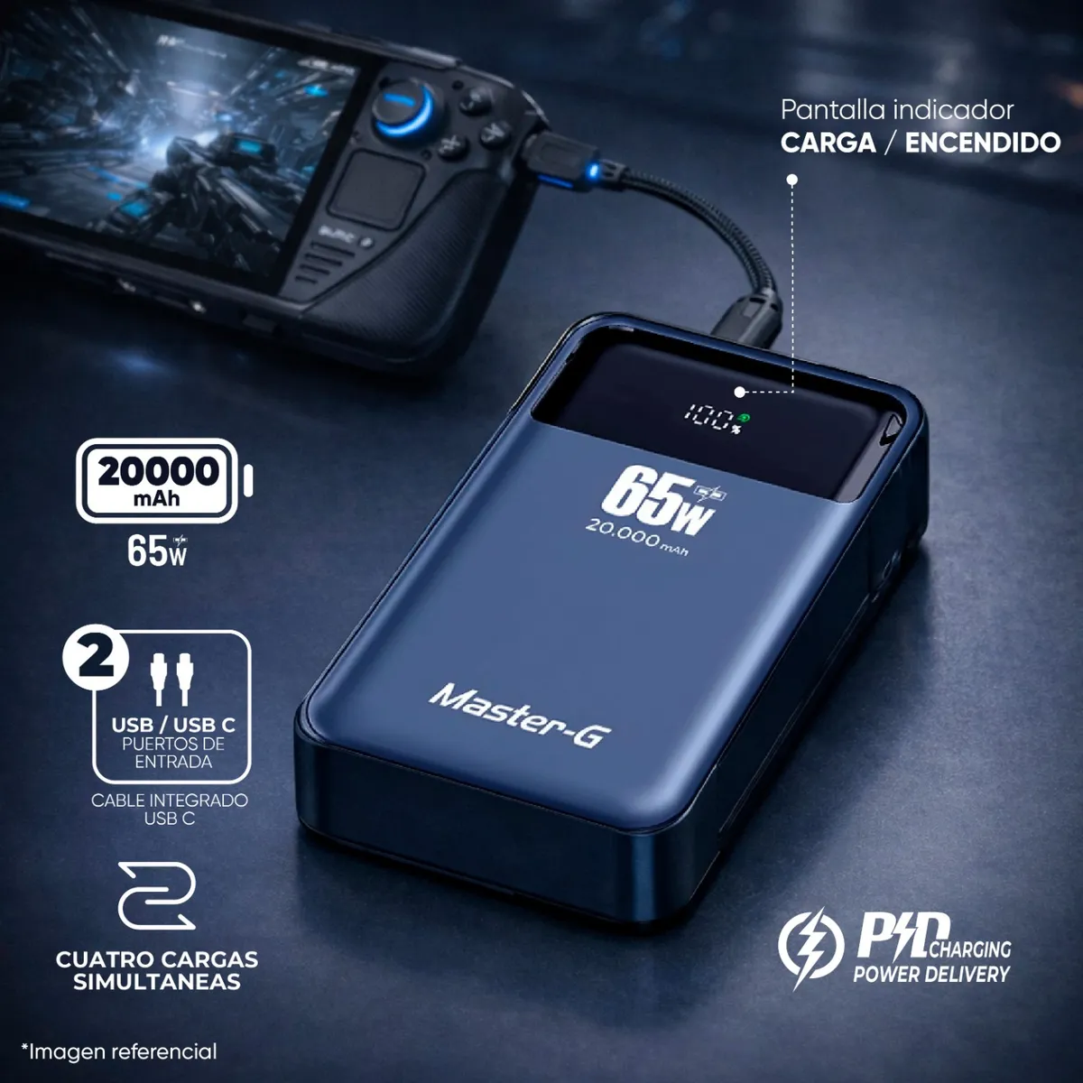 MASTER G - Batería Externa Power Bank Notebook 20000 Mah UCP20PD65D Master-G