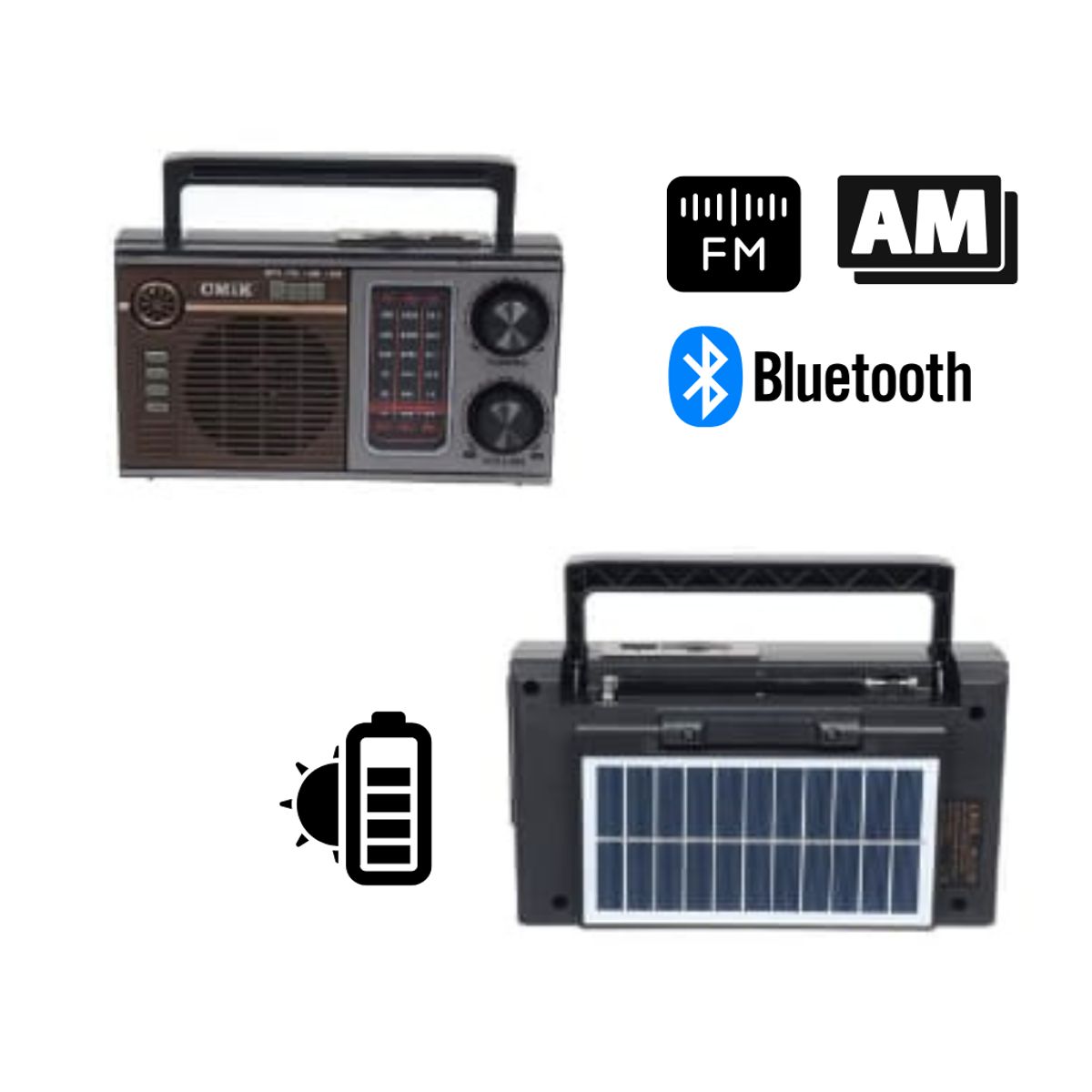 GENERICO - Radio AmFm Portátil Con Carga Solar Y USB