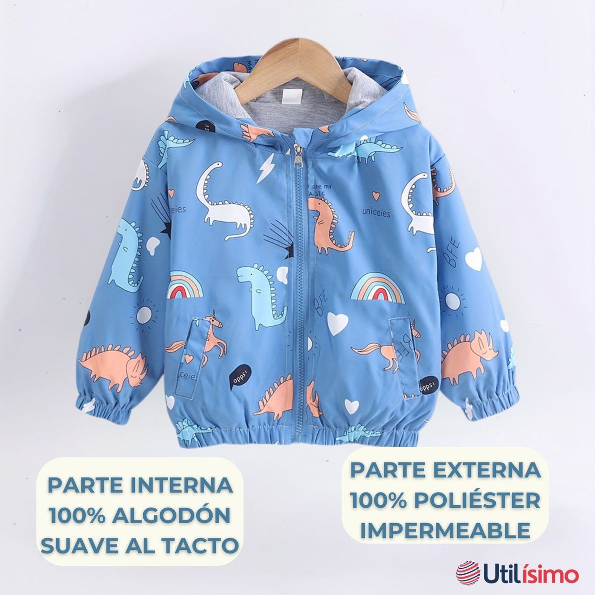 JUMP KIDS - Cortaviento Impermeable Chaqueta Estampado Niño Bebé Sky Blue