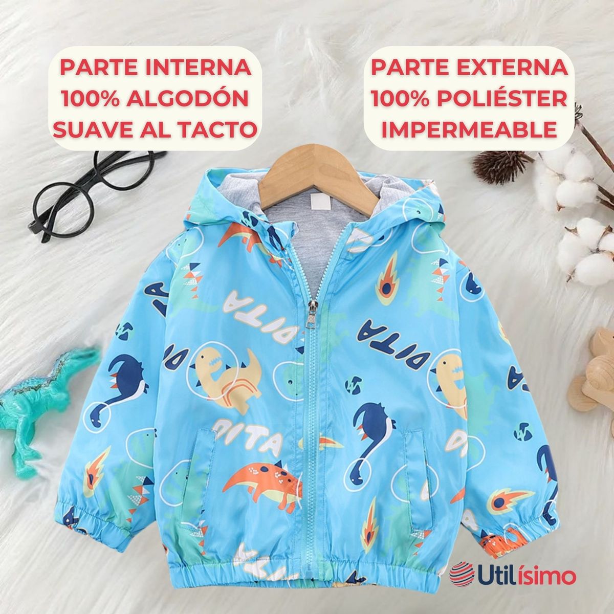 JUMP KIDS - Cortaviento Impermeable Chaqueta Estampado Niño Y Bebé Dita Blue