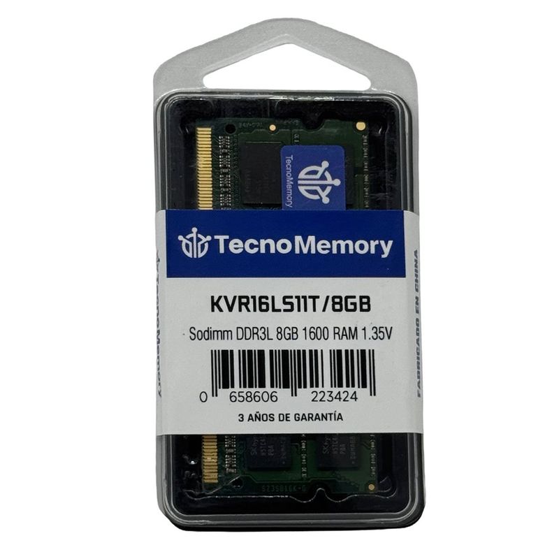 GENERICO - Memoria ram TecnoMemory Sodimm DDR3L 8GB 1600Mhz 135V KVR16LS11T8GB