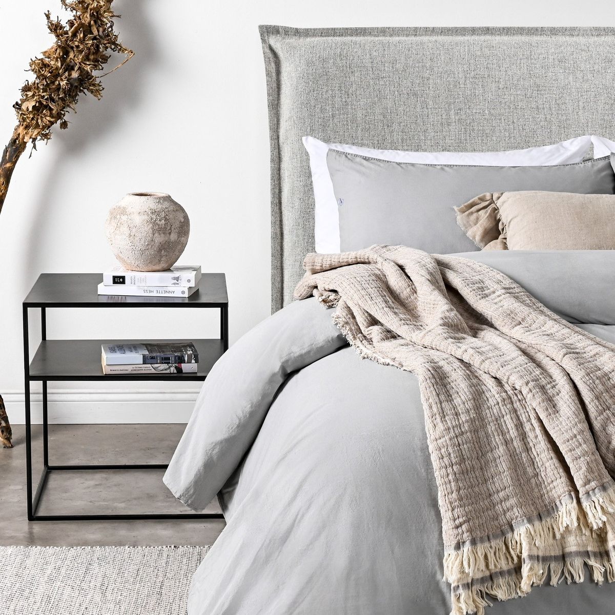 CANNON - Respaldo Cama 1.5 Plazas Pestaña Laguna Marengo