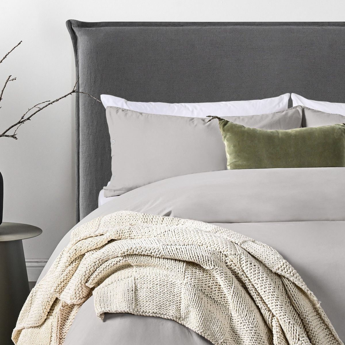 CANNON - Respaldo Cama Súper King Pestaña Lino Gris