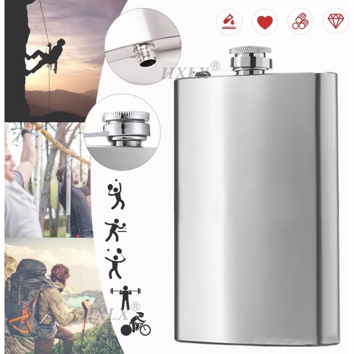 GENERICO - Petaca 7oz Para Whisky Coctelera Viaje Camping