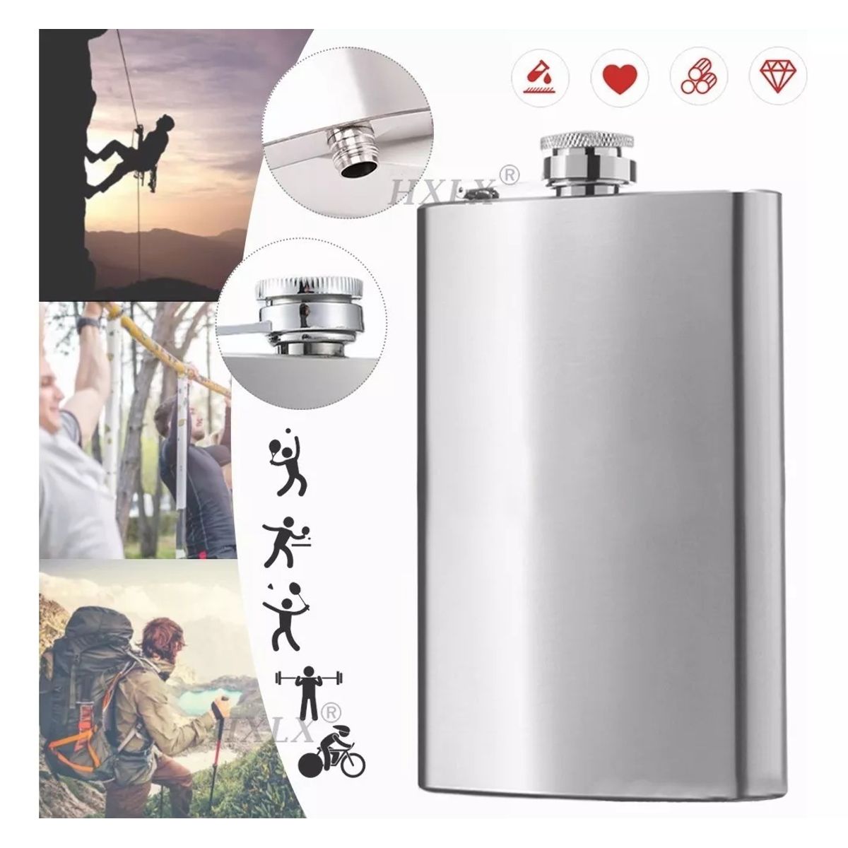 GENERICO - Petaca 7oz Para Whisky Coctelera Viaje Camping