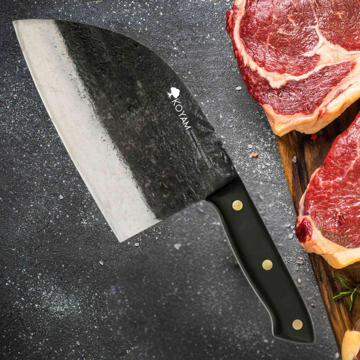 KOYAM - KOYAM Cuchillo Carnicero 17,5cm Acero 1.4116 Forjado Hecho a Mano