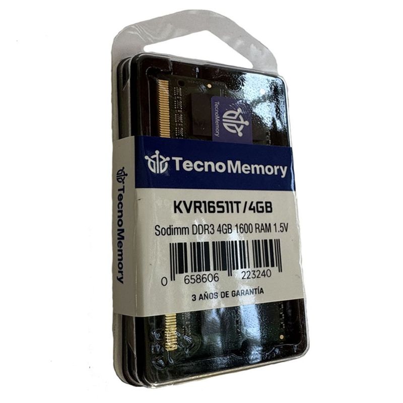 GENERICO - Memoria ram TecnoMemory Sodimm DDR3L 4GB 1600Mhz 135V KVR16LS11T4GB