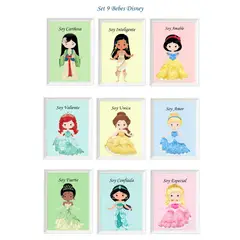 DECORACION CREATIVA - Set 9 Cuadro Infantil Niñas Princesas Bebés Disney