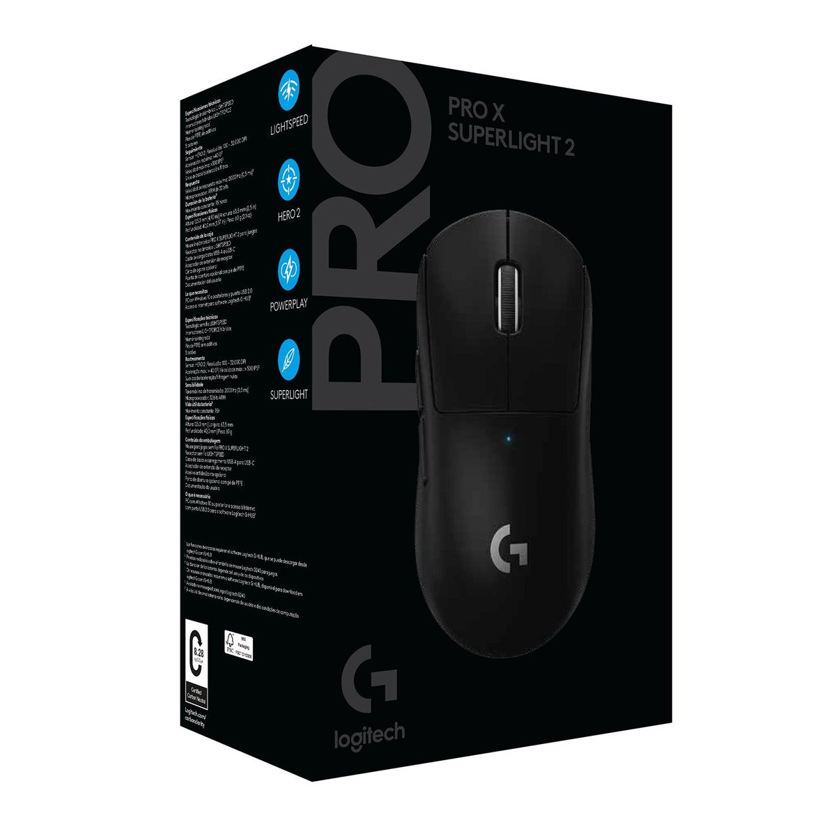 LOGITECH - MOUSE PRO X SUPERLIGHT 2 LIGHTSPEED NEGRO