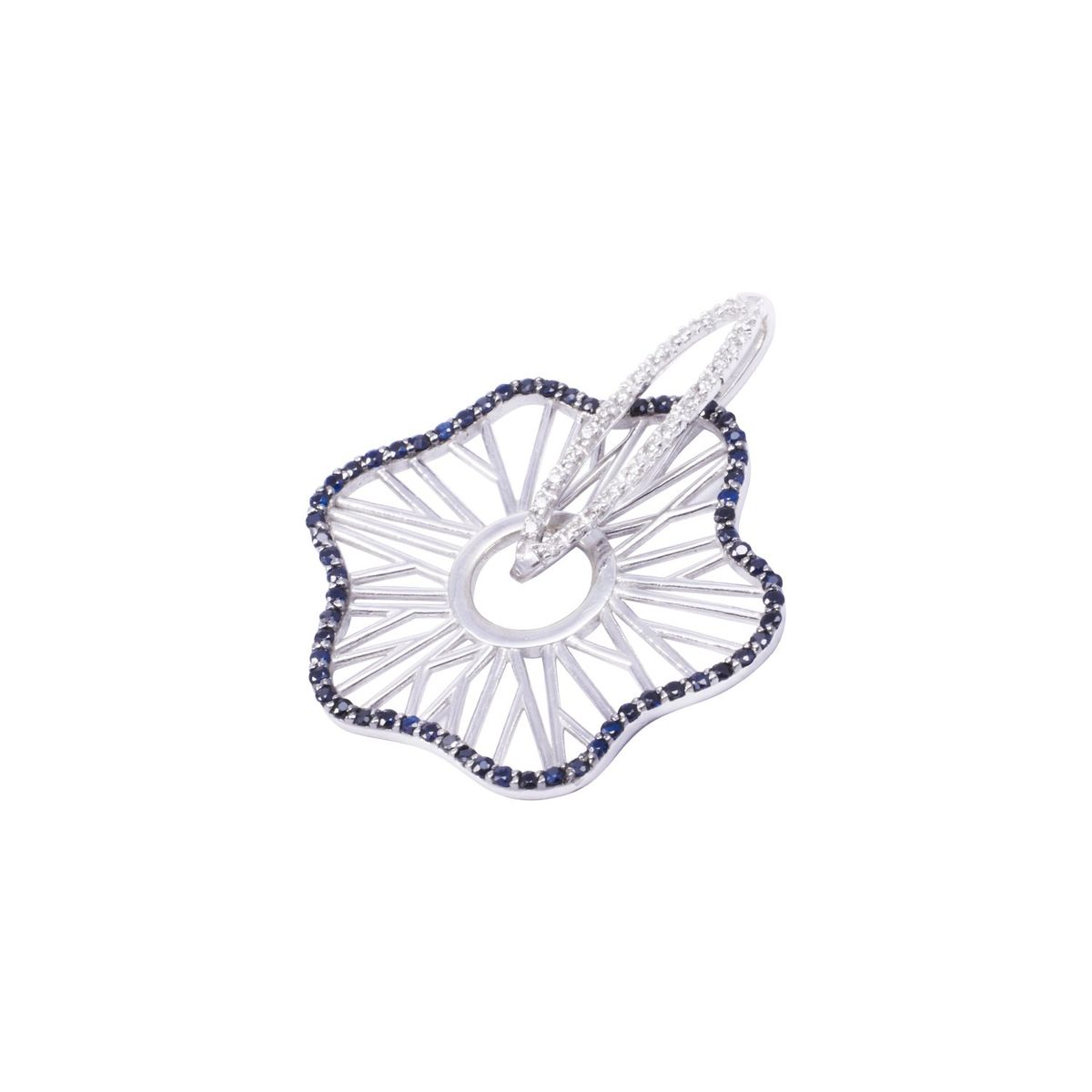 JB JOYAS BARON - Colgante Oro Blanco 18kt Flor Diamantes 42 Pts