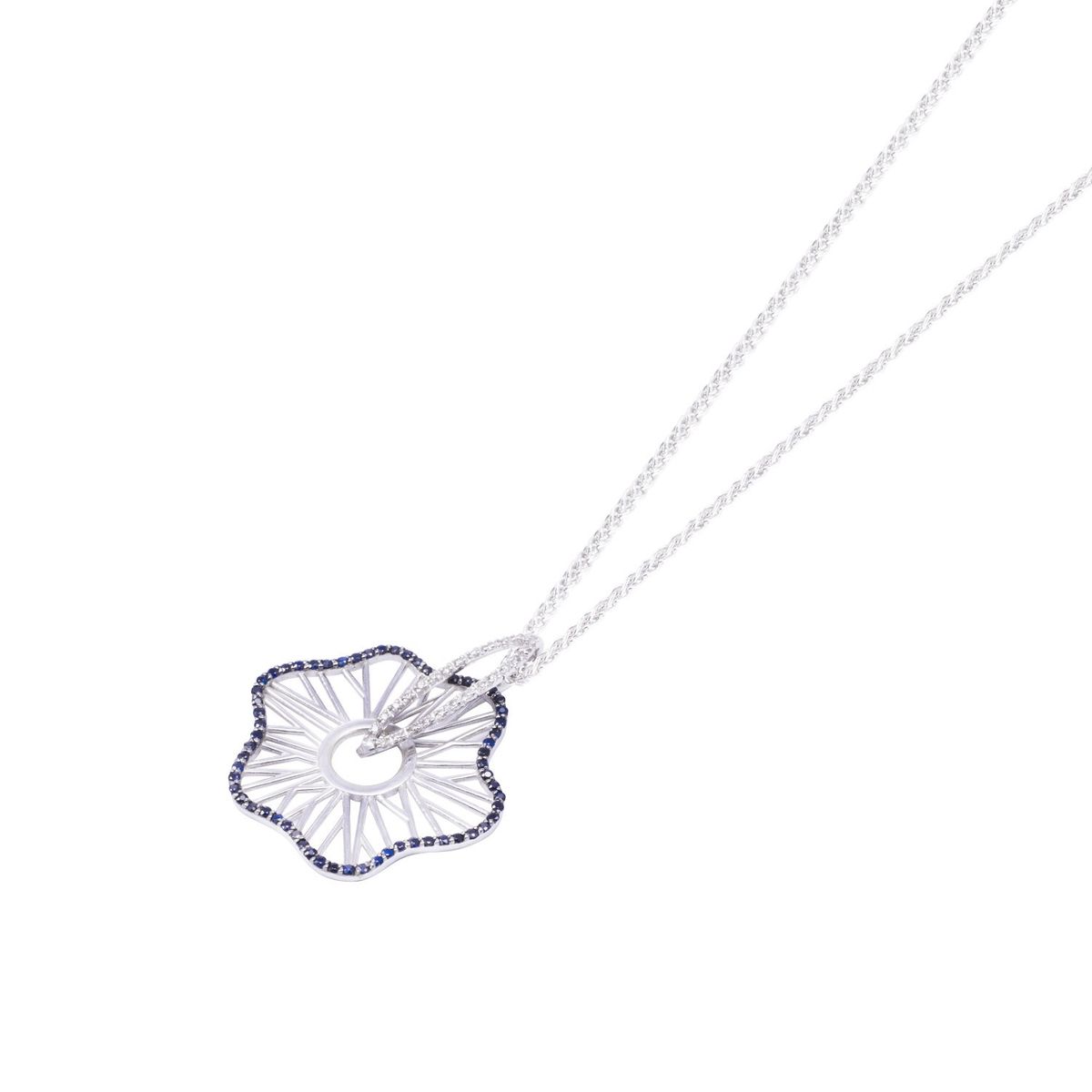 JB JOYAS BARON - Colgante Oro Blanco 18kt Flor Diamantes 42 Pts