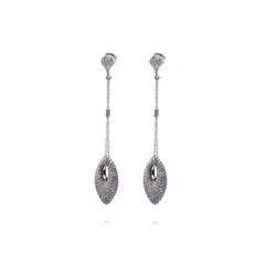 JB JOYAS BARON - Aros Oro Blanco 18kt Colgantes Ovalados Diamantes 1,56 Qlts