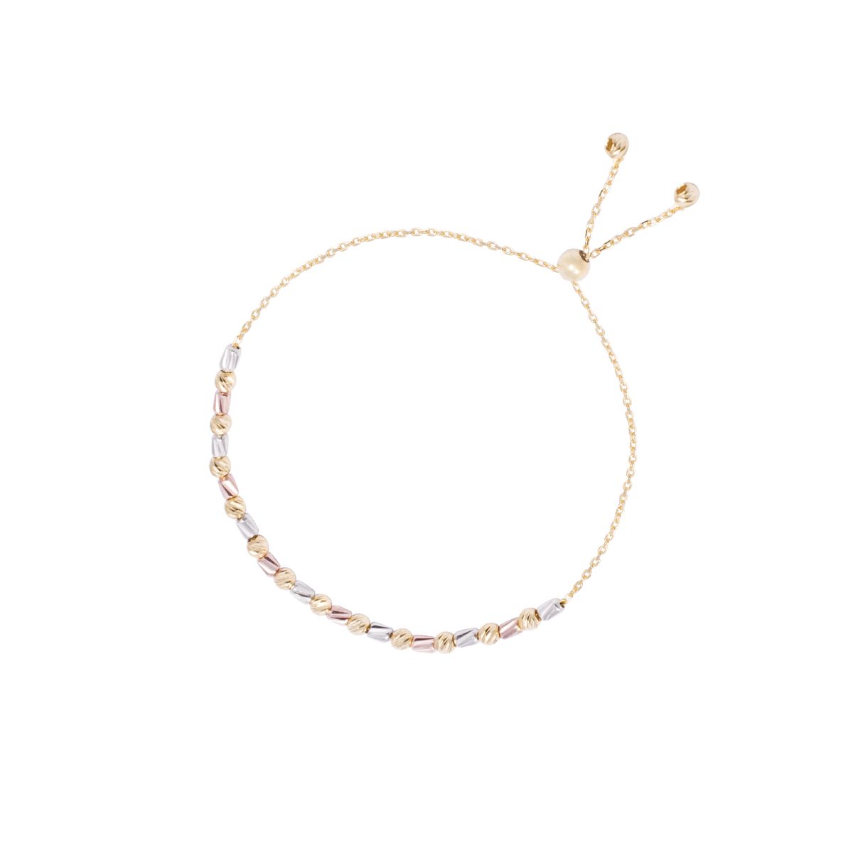 JB JOYAS BARON - Pulsera Oro Amarillo 18kt Detalles Tricolor Ajustable