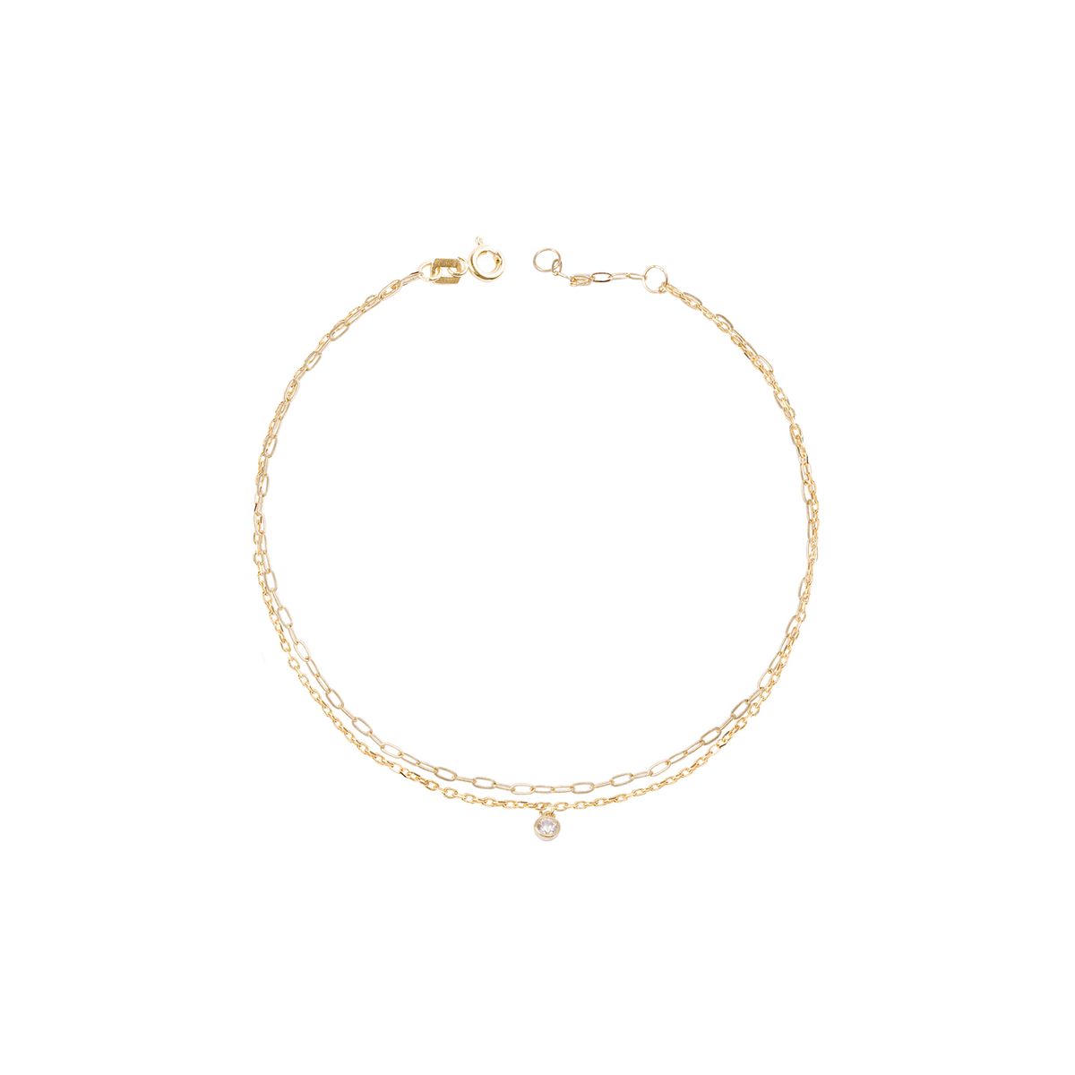 JB JOYAS BARON - Tobillera Oro Amarillo 18kt Doble Cadena