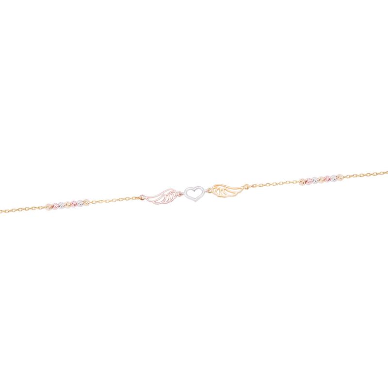 JB JOYAS BARON - Pulsera Oro Bicolor 18kt Corazón y Alas