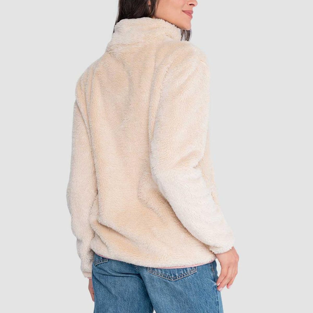 KAYA UNITE - Polerón Chiporro Mujer Shaggy Solid Bone