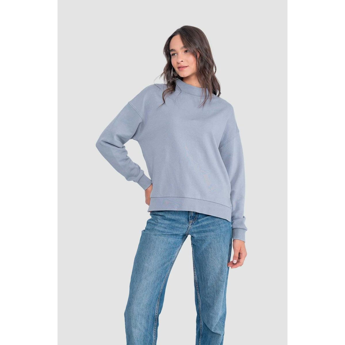 KAYA UNITE - Polerón Mock Neck Mujer - Denim
