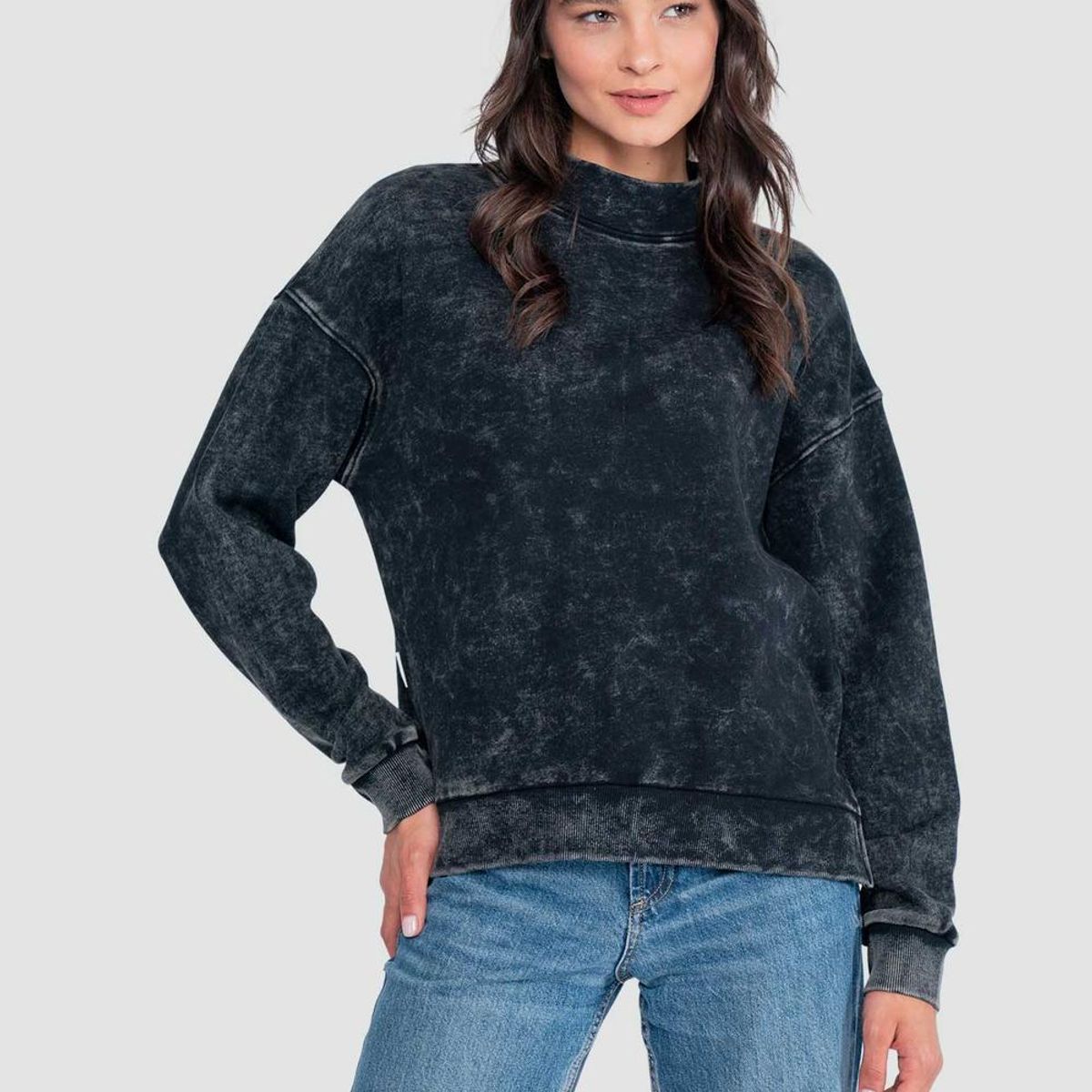 KAYA UNITE - Polerón Mock Neck Mujer - Negro