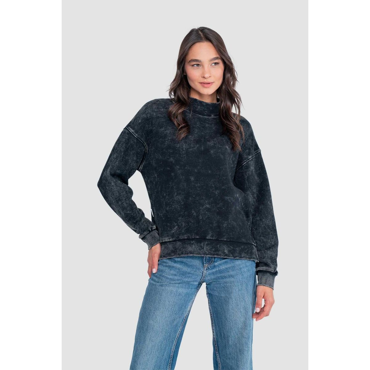 KAYA UNITE - Polerón Mock Neck Mujer - Negro