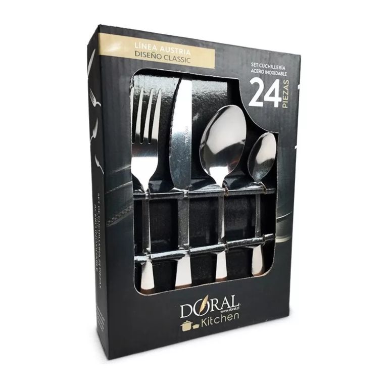 Set Juego Cubiertos Acero Inoxidable 24 Piezas - Plateado