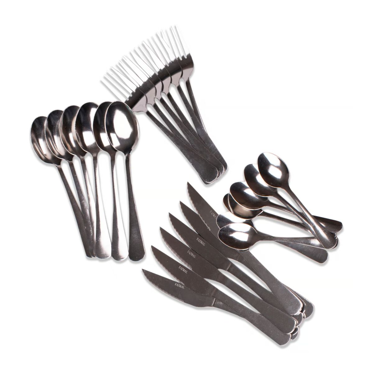 IMPORTCLICK - Set Juego Cubiertos Acero Inoxidable 24 Piezas - Plateado