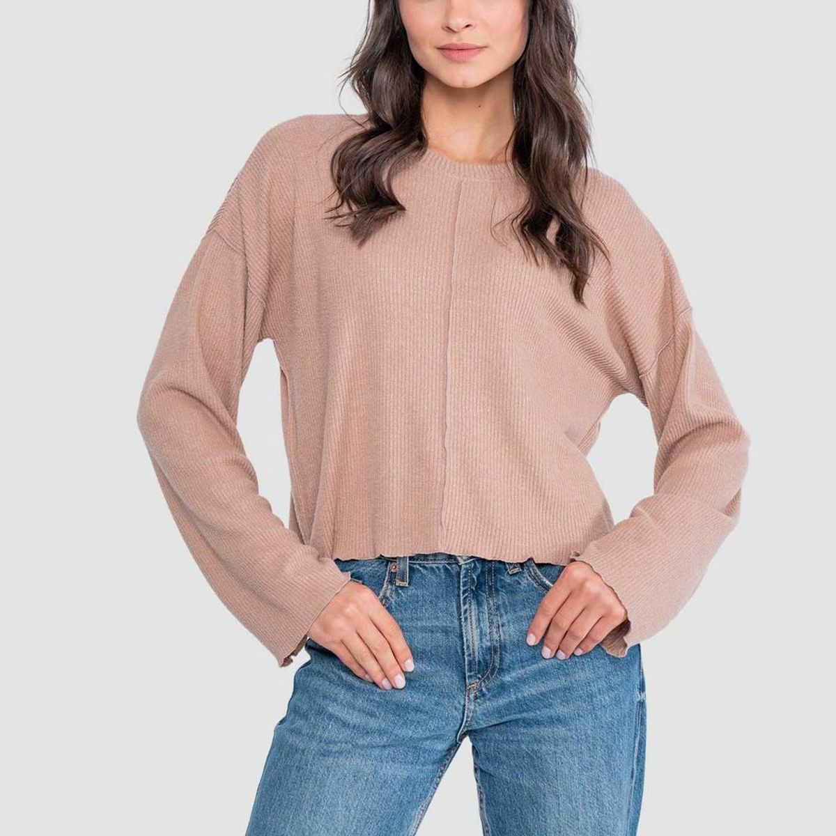 KAYA UNITE - Polera Mujer Rib Manga Larga - Terracota