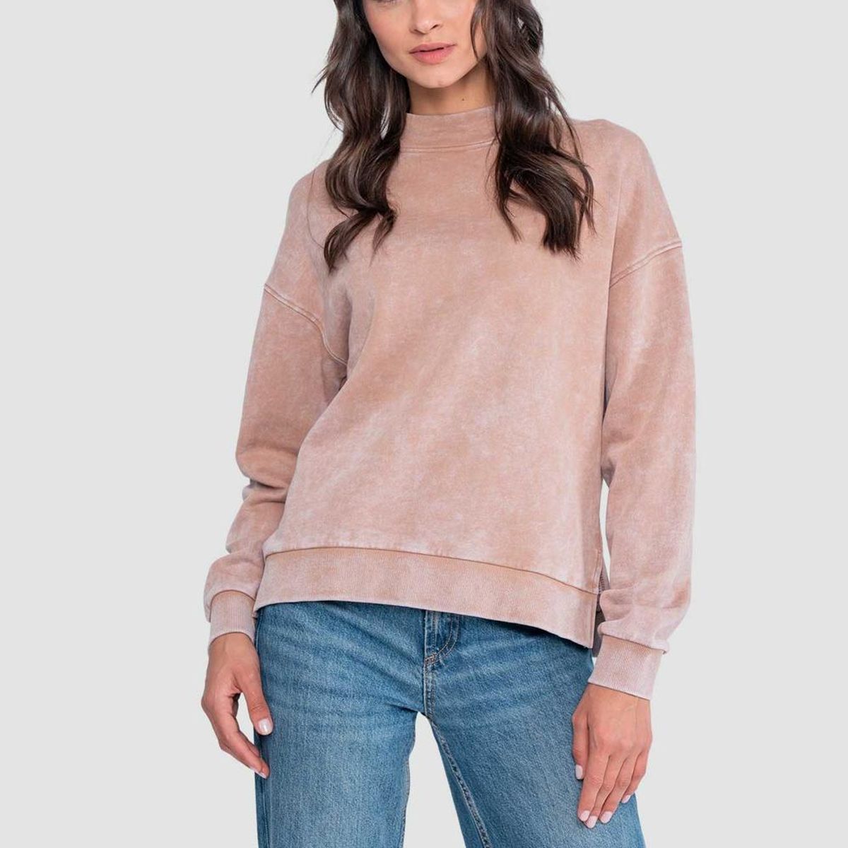 KAYA UNITE - Polerón Mock Neck Mujer - Terracota
