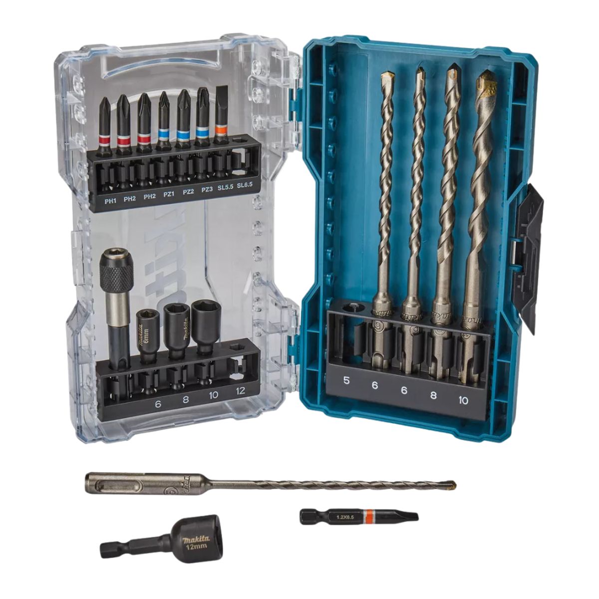 MAKITA - Set Brocas Sds Plus, Puntas Y Dados 18 Pcs Makita E-07026