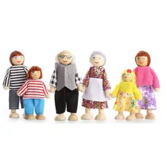 JUGUETON - Set 6 Muñecos Familia Madera y Tela