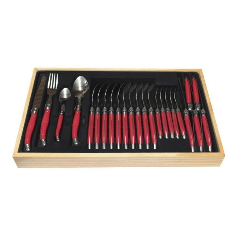 IMPORTCLICK - Set Cubiertos Tito Premium 24 Piezas Cocina - Rojo