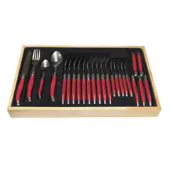 IMPORTCLICK - Set Cubiertos Tito Premium 24 Piezas Cocina - Rojo