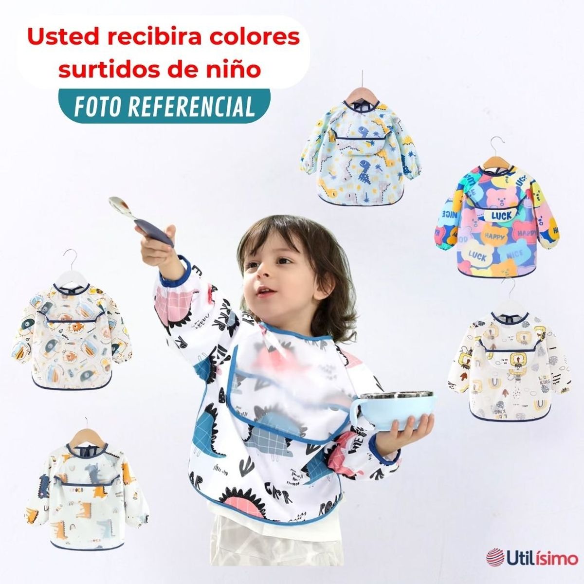 TEDMIMAK - Babero Delantal Impermeable Premium Con Mangas Larga Para Bebe Y Niño