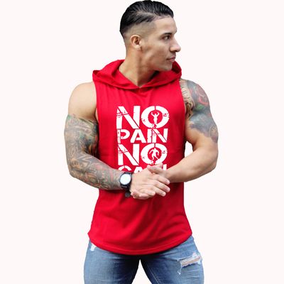 Imagen 2 del producto Polera musculosa con capucha nopain nogain red-white
