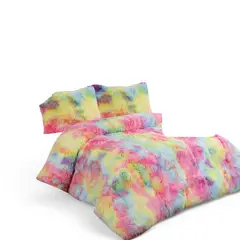 GENERICO - Cobertor Peludo Con Chiporro 2 Plaza + 2 Fundas Almohada Arcoiris
