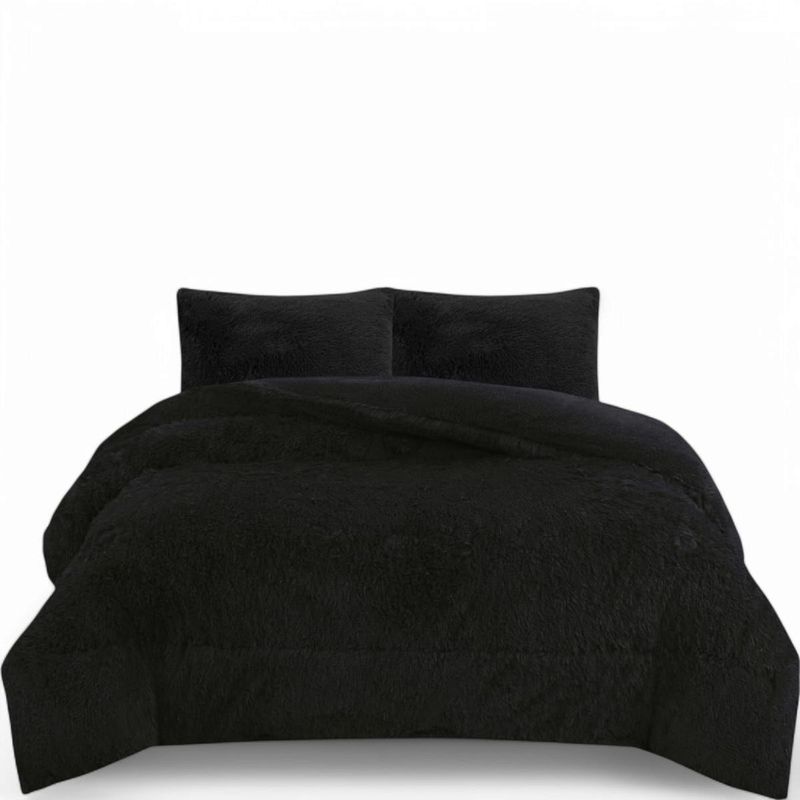 GENERICO - Cobertor Peludo Con Chiporro 2 Plaza + 2 Fundas Almohada Negro