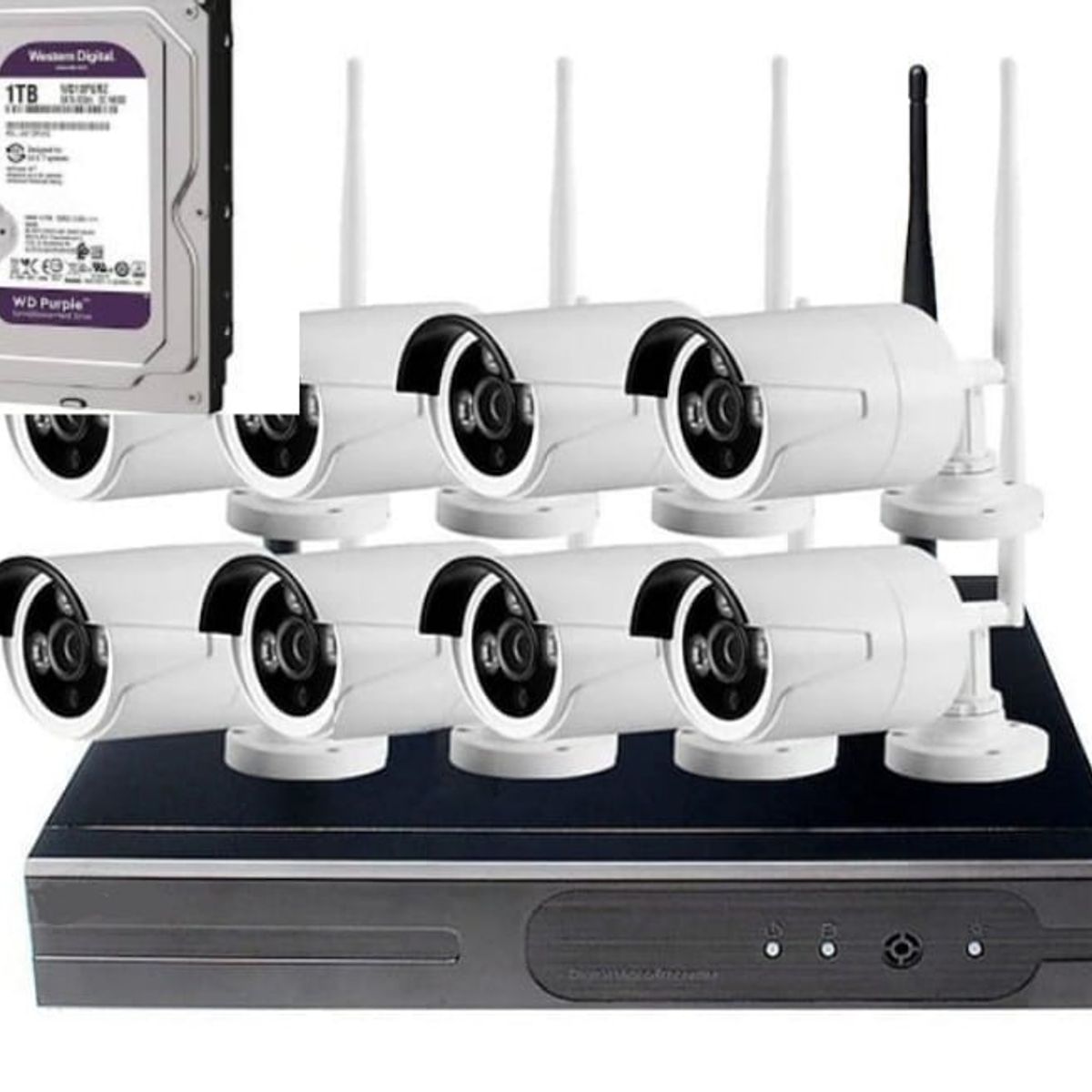 ARTIHOGAR - Kit 8 Camara de Seguridad  Inalambricas 3 MP  con Disco Duro 1 Terabyte