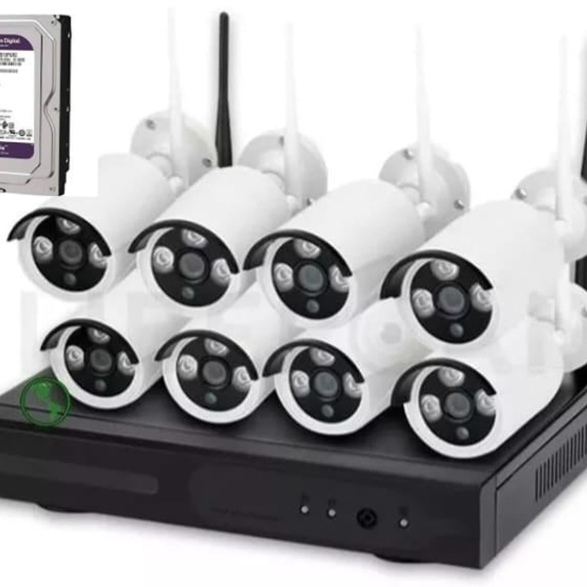 ARTIHOGAR - Kit 8 Camara de Seguridad  Inalambricas 3 MP  con Disco Duro 1 Terabyte