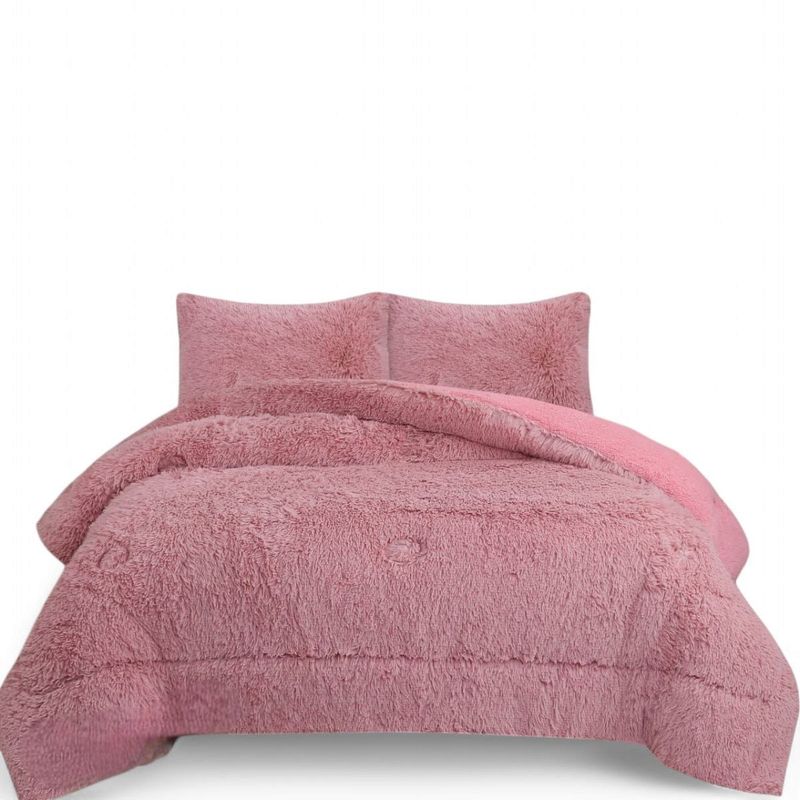 GENERICO - Cobertor Peludo Con Chiporro 2 Plaza + 2 Fundas Almohada Rosa