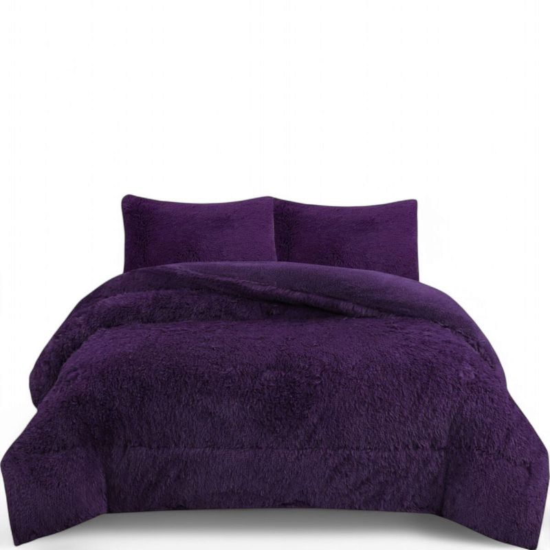 GENERICO - Cobertor Peludo Con Chiporro 2 Plaza + 2 Fundas Almohada Morado