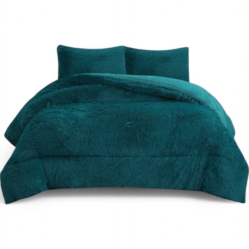 GENERICO - Cobertor Peludo Con Chiporro 2 Plaza + 2 Fundas Almohada Turquesa
