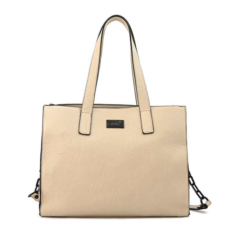 ZIOL - Cartera dos asas tres divisiones mediana nicki blanco crudo