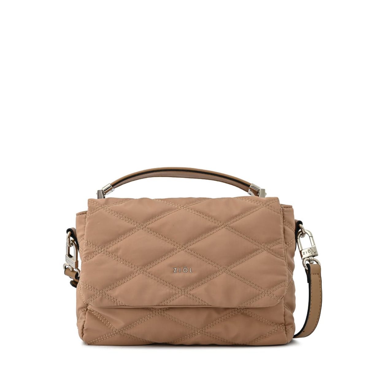 ZIOL - Cartera bandolera con tapa elvira pequeña beige oscuro