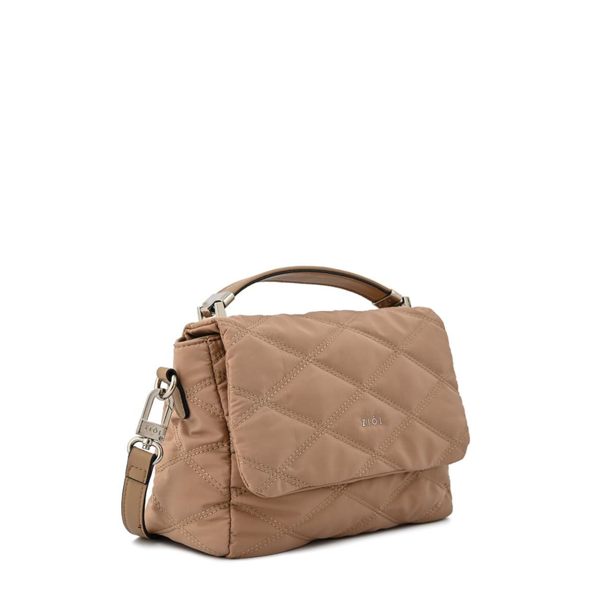 ZIOL - Cartera bandolera con tapa elvira pequeña beige oscuro