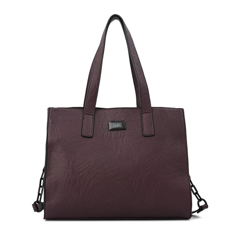 ZIOL - Cartera dos asas tres divisiones mediana nicki café oscuro