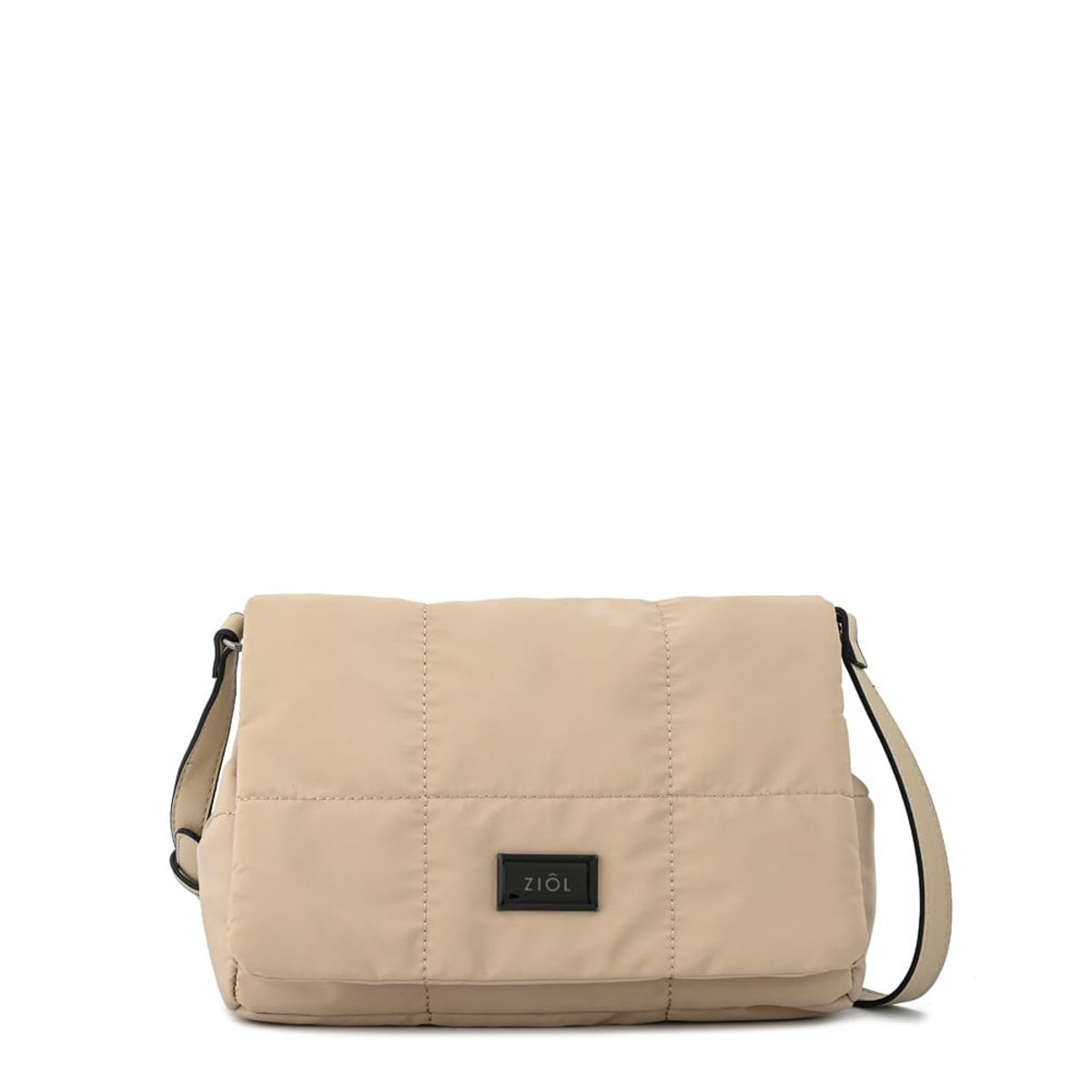 ZIOL - Cartera bandolera con tapa tanya mediana beige