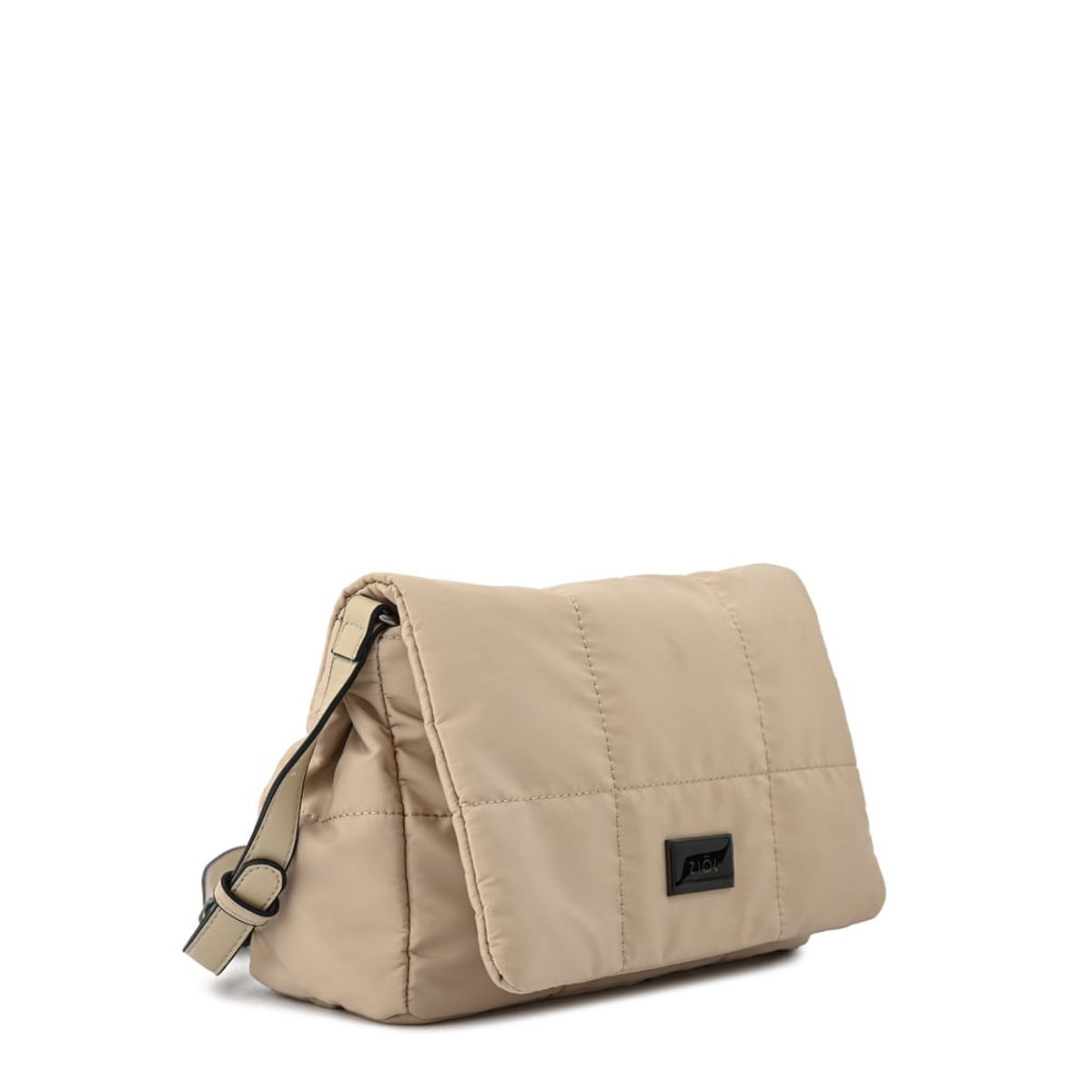 ZIOL - Cartera bandolera con tapa tanya mediana beige