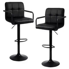 ARTIHOGAR - Pack Sillas Bar Milan D Luxe Ecocuero con Apoyabrazo color Negro